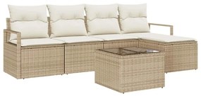 Kerti Kanapé Szett párnával tárolóval 6 pcs Beige és krém