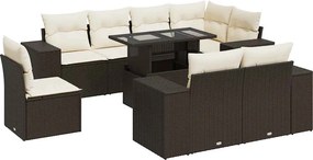 vidaXL 9 részes barna polyrattan kerti ülőgarnitúra párnákkal