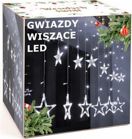 Csillagok Függő Karácsonyfa Lámpa Led Jégcsap Függöny Hideg Fehér Szín