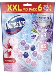 WC frissítő blokk, 6 db-os, DOMESTOS Power 5, magnólia és levendula (KHT1180)