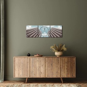 Repülőgép az épületek között képe (órával) (90x30 cm)