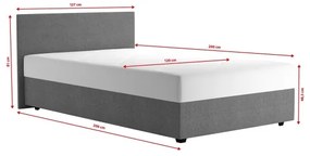 DARIA kárpitozott ágy 120x200 cm tárolóval és matraccal, szürke