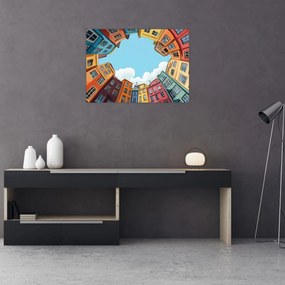 Üveg kép - Házak között (70x50 cm)