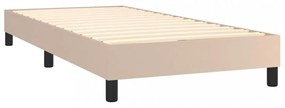cappuccino színű műbőr rugós ágy matraccal és LED-del 90x200 cm