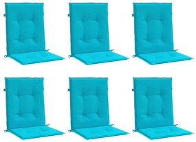 6 db türkizkék szövet alacsony háttámlájú székpárna