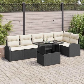 Kerti Kanapé Szett 7 pcs Fekete és krémszínű 100 x 55 x 73 cm