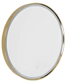 Fürdőszobai tükör rézszínű 50 cm LED-del, 3 fokozatban dimmelhető, érintésérzékelős, kerek - Miral