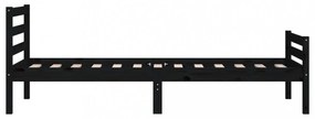fekete tömör fa ágykeret 90 x 200 cm
