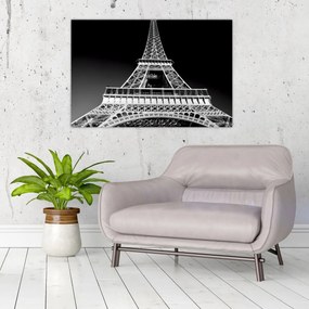 Kép - Eiffel-torony, fekete-fehér (90x60 cm)