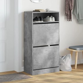 betonszürke szerelt fa cipőszekrény 60x34x116 cm