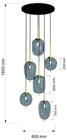 Wofi 5007-502 - Csillár zsinóron BELLEVILLE 6xE14/40W/230V fekete/arany