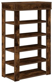 füstös tölgy színű szerelt fa cipőtartó 60x30x98 cm