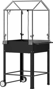 Outsunny Emelt Kerti Ágy, Műanyag Borítással, Kerekekkel és Drainázs Nyílással, Mini Üvegház Zöldségekhez, Virágokhoz és Fűszernövényekhez, 67 x 69 x