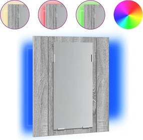 vidaXL szürke sonoma szerelt fa tükrös szekrény LED-del 40x12x45 cm