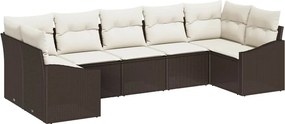 vidaXL Kanapé Szett párnával 7 pcs Barna polirattan