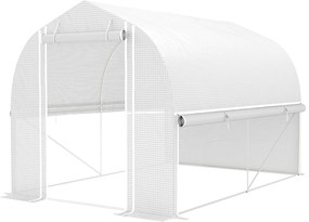 Outsunny Üvegház 3 x 2 x 2 m Fólia Üvegház 4 Ablakkal és Ajtóval, Felgörgős Oldalfalakkal, UV-álló Fólia Alagút Paradicsomház Galvanizált Acél Vázszer