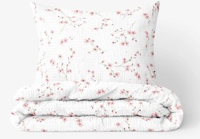 Goldea krepp ágyneműhuzat - cseresznyevirágok 140 x 220 és 70 x 90 cm