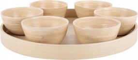 Bambusz Snack Tálak Bézs 6 db tálca Snack Szett