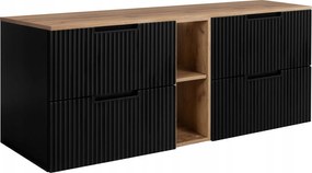 Fürdőszoba szekrény Mosdó Alá 140 fekete tölgy divatos Mdf Frontok