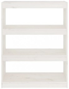fehér tömör fenyőfa könyvszekrény/térelválasztó 80x30x103,5 cm