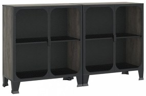 2 db szürke fém és MDF tárolószekrény 72 x 36 x 82 cm