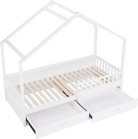 Montessori ágy, 90x200, fehér, tömör, BIANKA