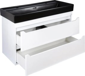 TMP SHARP 100D fali fürdőszobabútor - CeraStyle SHARP FEKETE DUPLA csaplyukas mosdóval - 100 x 48 cm