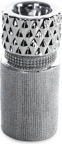 Dekorációs gyertyatartó 7X7X16 ezüst, domború textúrájú