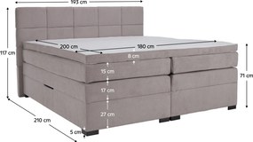 Boxspring ágy, 180x200, szürkésbarna Taupe, APRIL