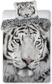 Deluxe 3D Fehér Tigris pamut ágyneműhuzat 200x140cm+90x70cm Faro
