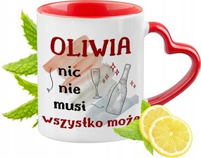 Olívia piros bögre szív alakú füllel ajándékba