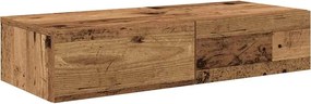 vidaXL Falipolc fiókokkal régi fa 80x33x17 cm műszaki fa