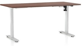 OfficeTech A állítható magasságú asztal, 160 x 80 cm, fehér alap, dió