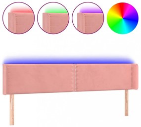 rózsaszín bársony LED-es fejtámla 203x16x78/88 cm