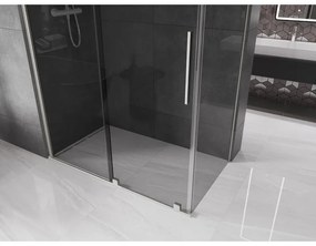 Mexen Velar, zuhanykabin tolóajtóval 140 x 80 cm, 8mm szürke üveg, csiszolt acél, 871-140-080-41-97