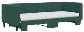 sötétzöld kihúzható bársony heverő matraccal 80 x 200 cm
