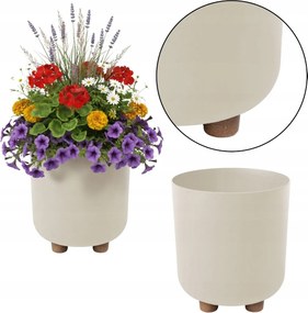 Virágtartó Műanyag Bézs ovális fedél lábakon 19,3cm kerti házhoz