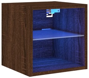barna tölgy színű fali TV-szekrény LED-ekkel 30 x 28,5 x 30 cm