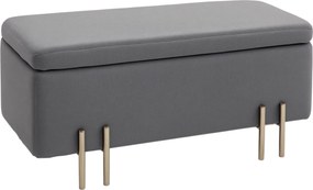 HOMCOM Bársonyos Külsővel Kárpitozott Tároló Pad Fém Lábakkal, Tároló Pad Nappali, Hálószoba, Előszoba 100 x 40 x 42 cm, Sötétszürke | Aosom