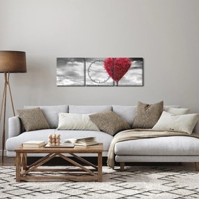 Kép - szív a fák koronájából (órával) (90x30 cm)
