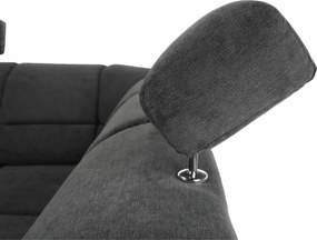 Ülőgarnitúra, műbőr fekete/szövet sötétszürke, jobbos, SANTIAGO U