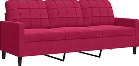 vidaXL 3 személyes bordó bársony kanapé 180 cm