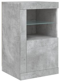 betonszürke tálalószekrény LED-világítással 163 x 37 x 67 cm