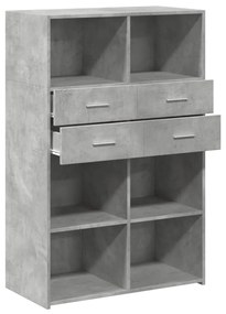 betonszürke szerelt fa magasszekrény 80 x 42,5 x 124 cm
