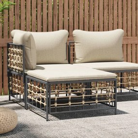 polyrattan kerti lábtartó bézs párnával