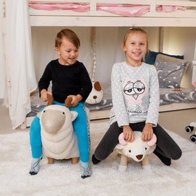 Zsámoly bárány alakban, Velvet szövet fehér/rózsaszín/természetes, LOLA