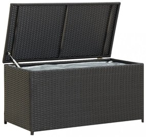 fekete polyrattan kerti tárolóláda 100 x 50 x 50 cm