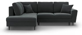 Sötétszürke bársony kinyitható tárolóhelyes sarokkanapé (bal oldali-L alakú) Kyoto – Cosmopolitan Design
