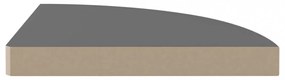2 db magasfényű szürke MDF lebegő sarokpolc 35 x 35 x 3,8 cm