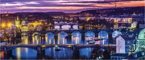 Fotótapéta Prága éjszaka Városi fények romantika panoráma 250x104 +ragasztó
